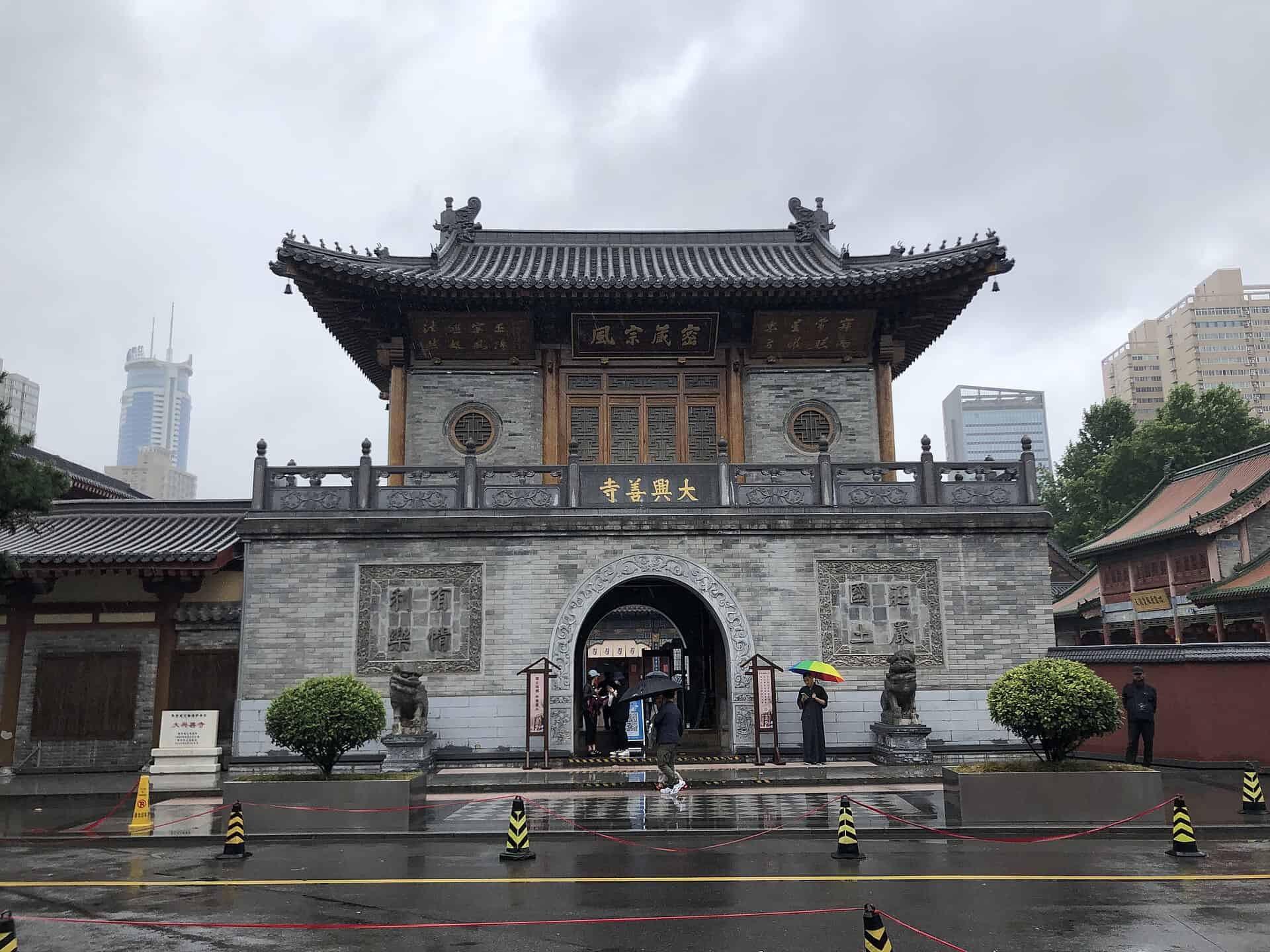Grey-brick mountain gate of Daxingshan Temple in Xiaozhai, Xi'an