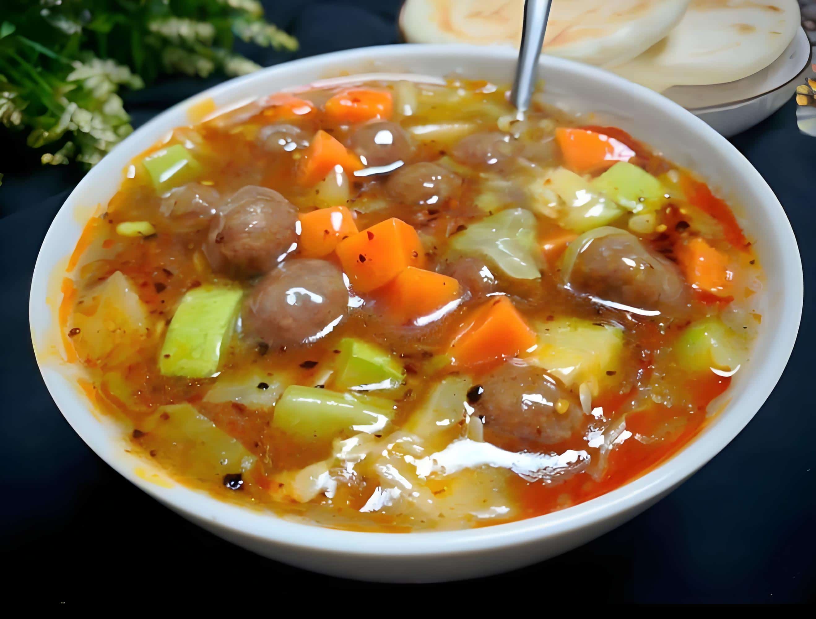 A morning bowl of peppery hulatang with meatballs